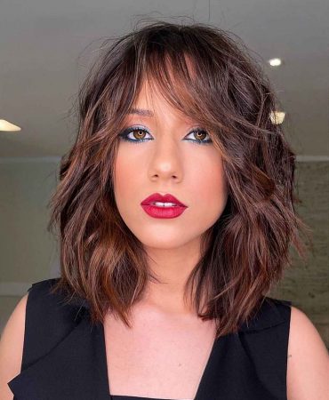 Tousled Shaggy Layers And Soft Side Bangs 370x450